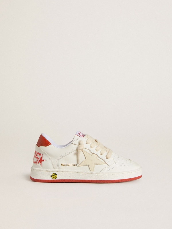 Golden Goose - Young Ball Star in leather with cream-colored star and red leather heel tab in 