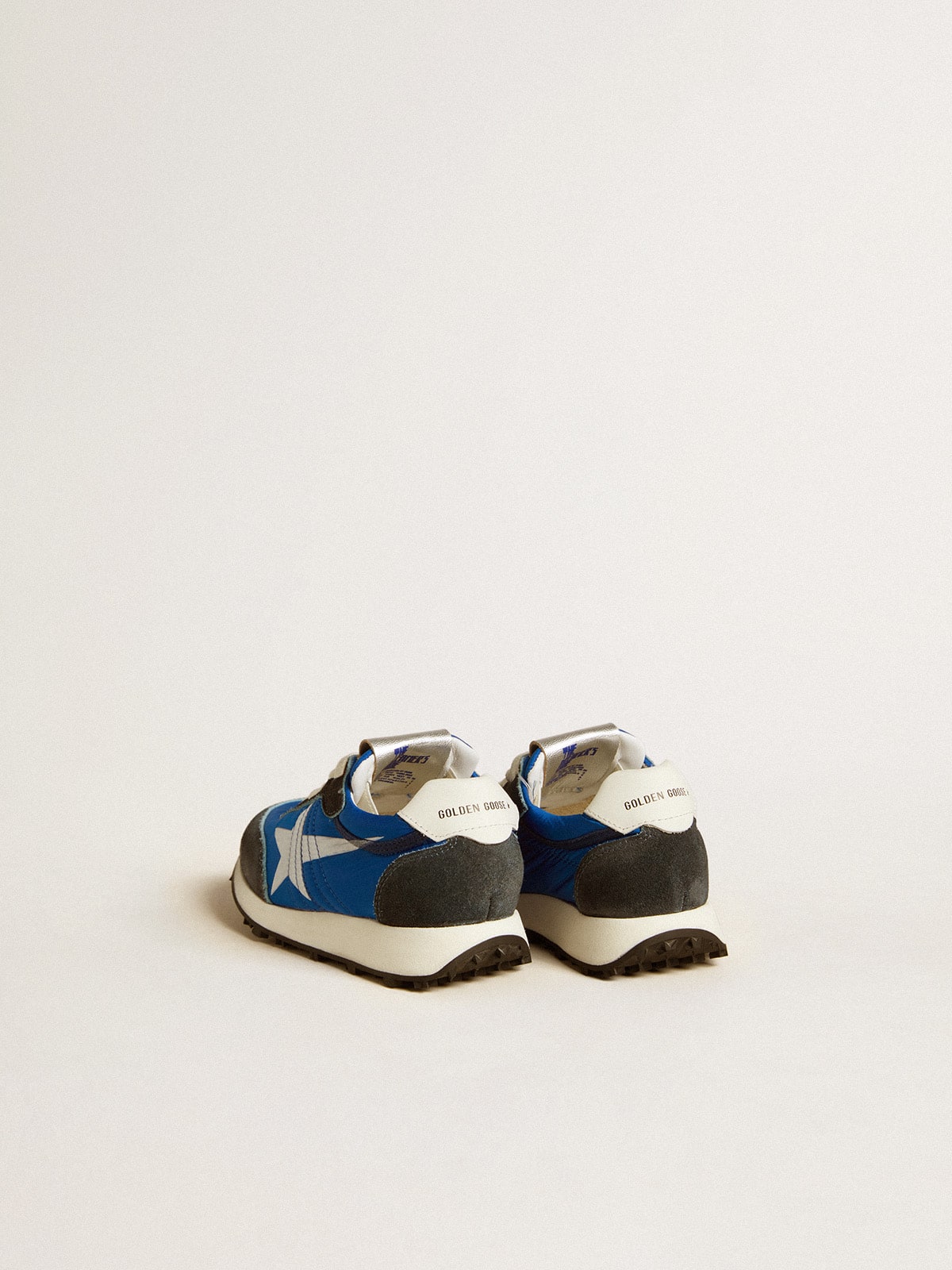 Golden Goose - Marathon Young aus blauem Nylon mit Printstern und Lederferse in 