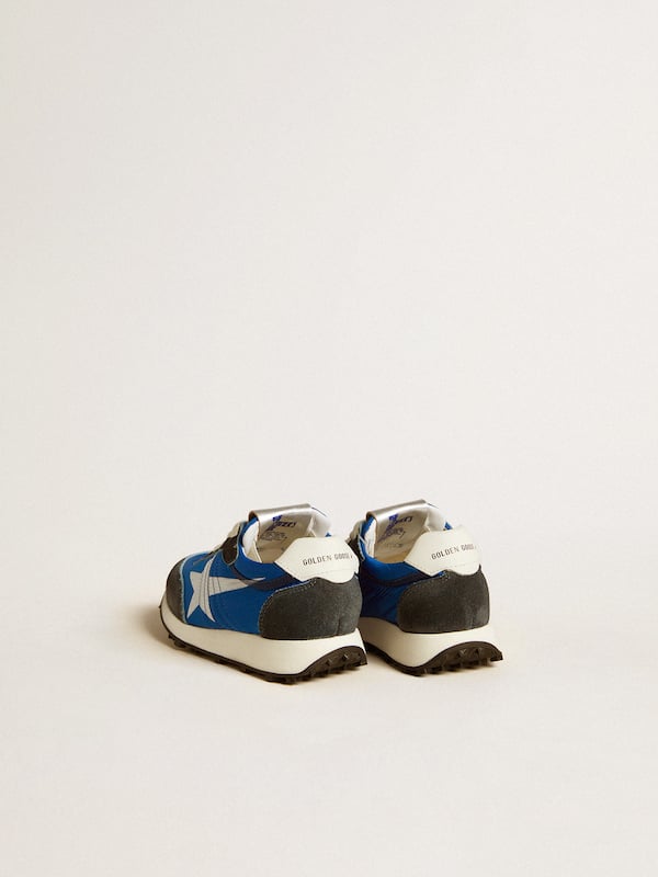 Golden Goose - Marathon Young in blue nylon with printed star and leather heel tab in 