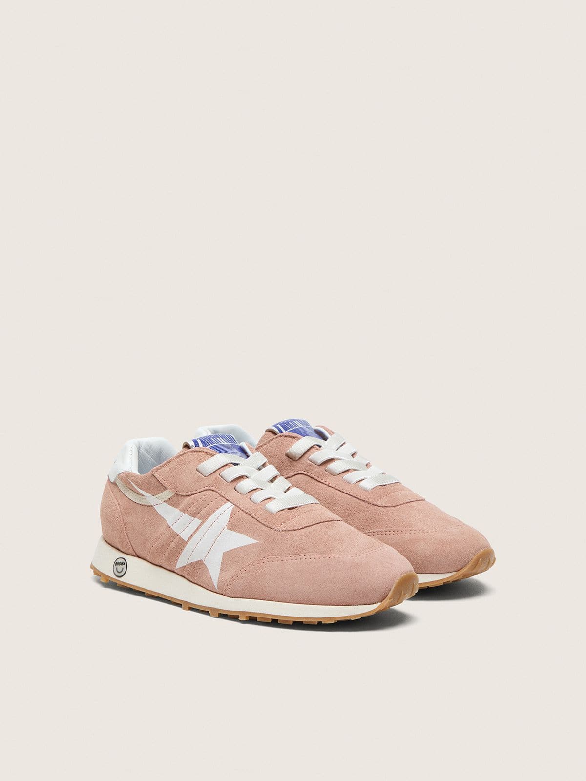 Golden Goose - Young Marathon in pink suede with white star in 