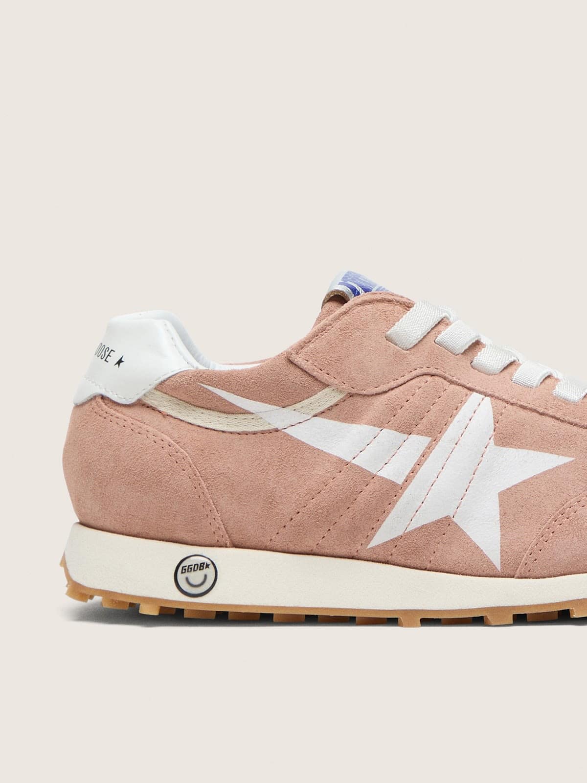 Golden Goose - Young Marathon in pink suede with white star in 