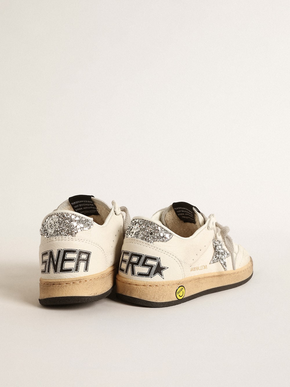 Golden Goose - Ball Star Young in nappa with silver glitter star and heel tab in 