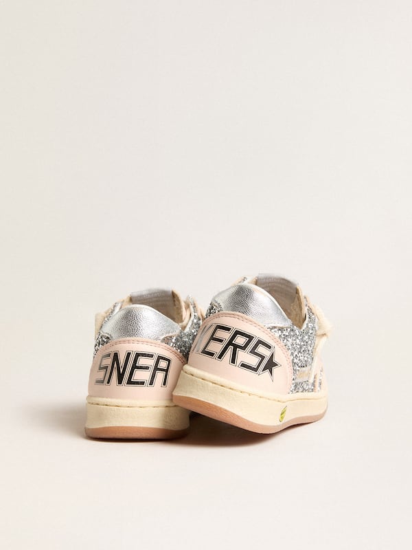 Golden Goose - Young Ball Star in glitter with silver metallic leather heel tab in 