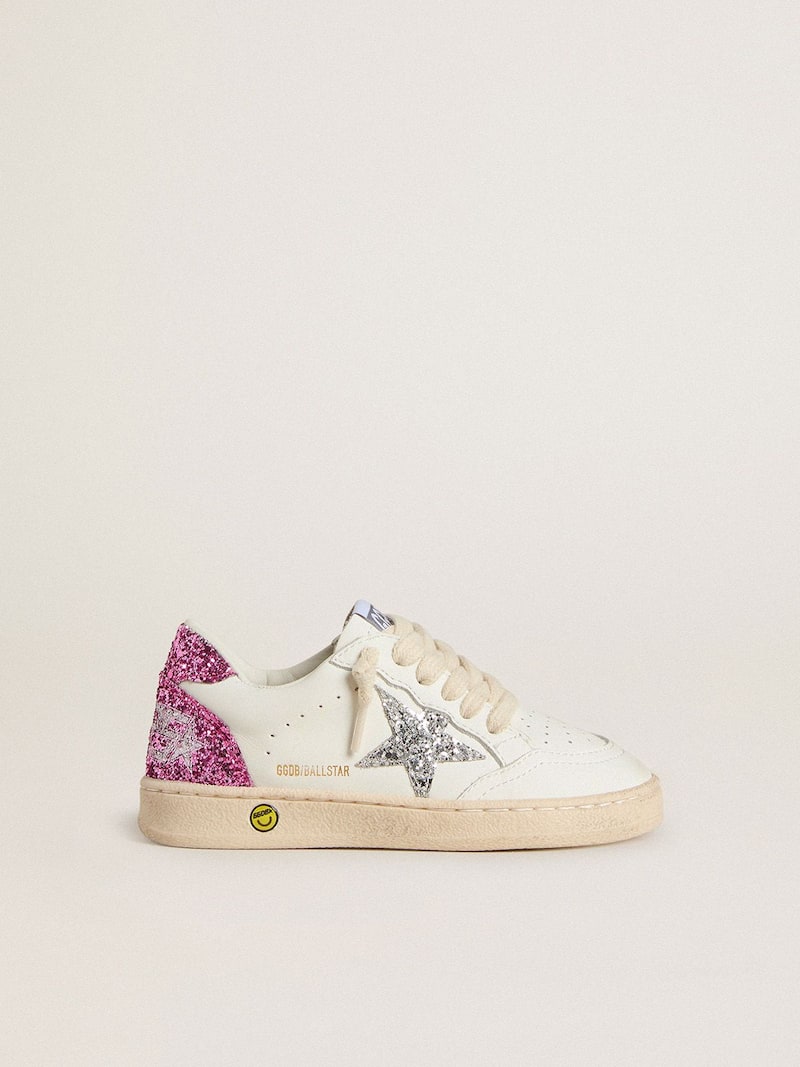 Ball Star Young com estrela de glitter prateado e talão de glitter rosa