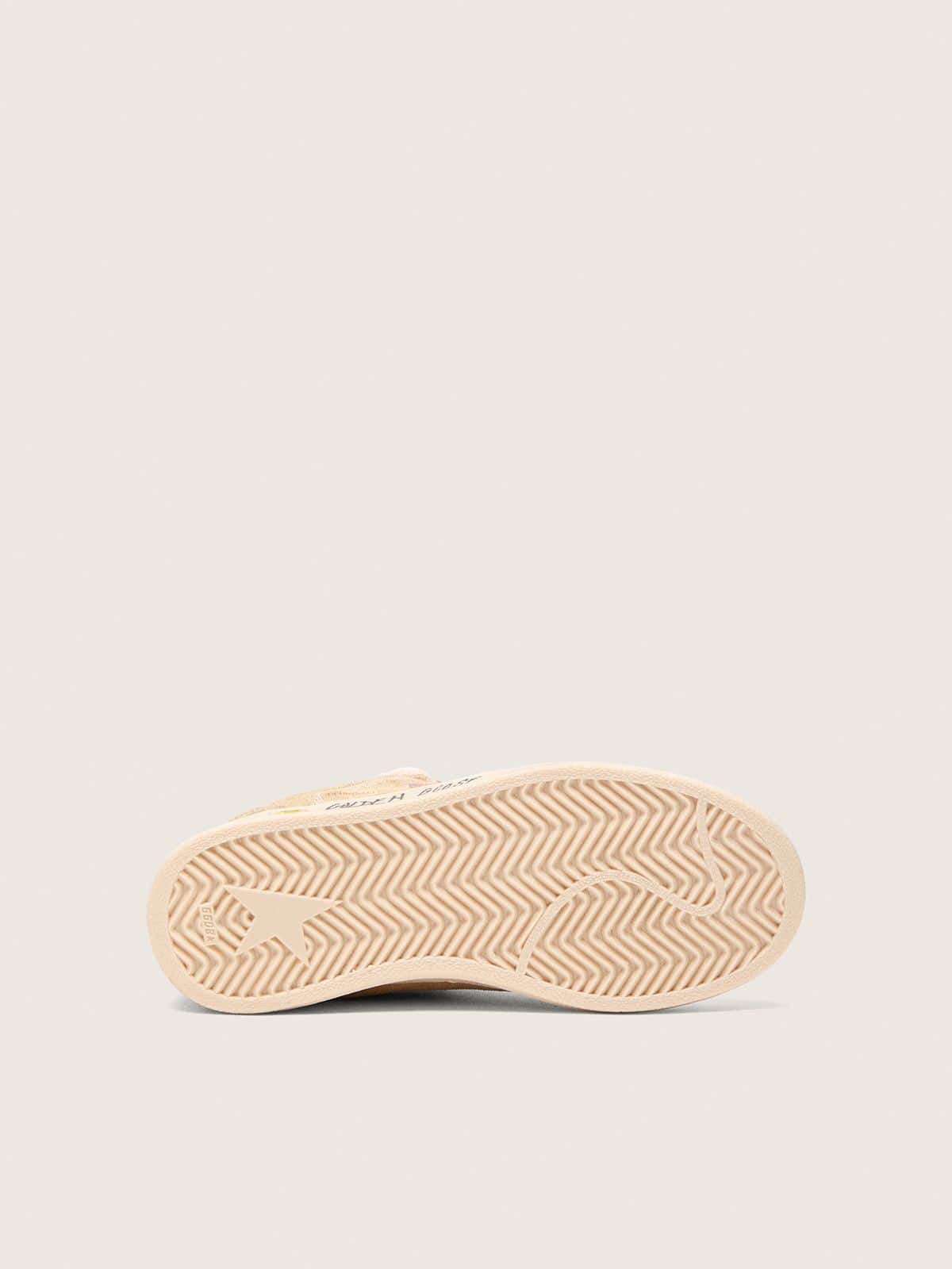 Golden Goose - Ball Star Young in suede beige con stella rossa e talloncino azzurro in 