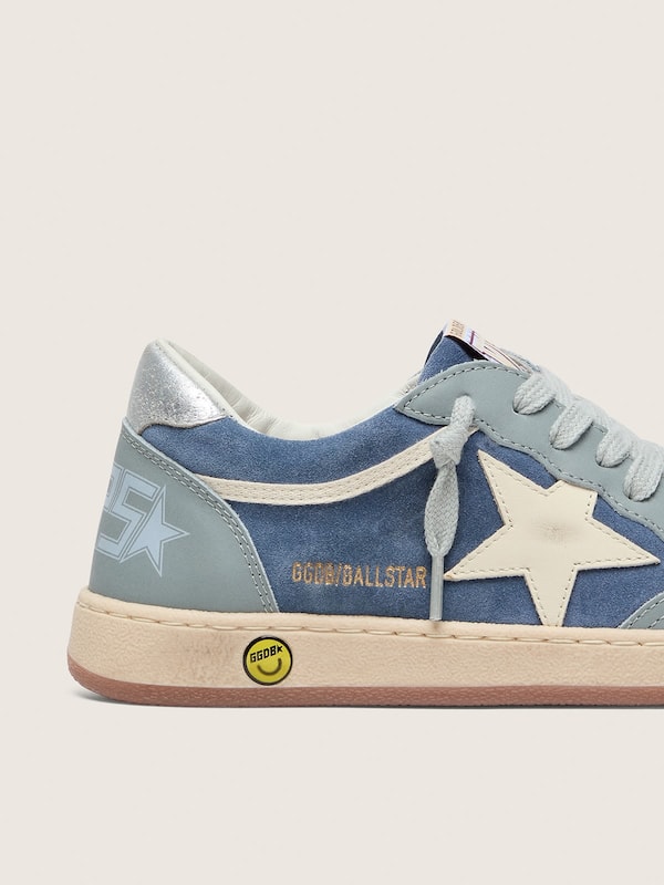 Golden Goose - Young Ball Star in light blue and denim-blue suede with white leather star in 