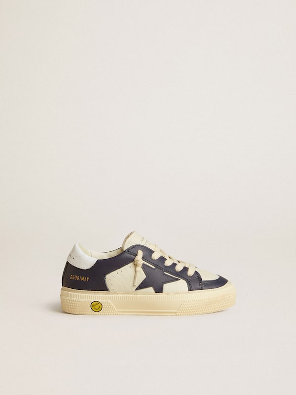 Golden Goose - Young May in white and blue leather with leather star and heel tab in 