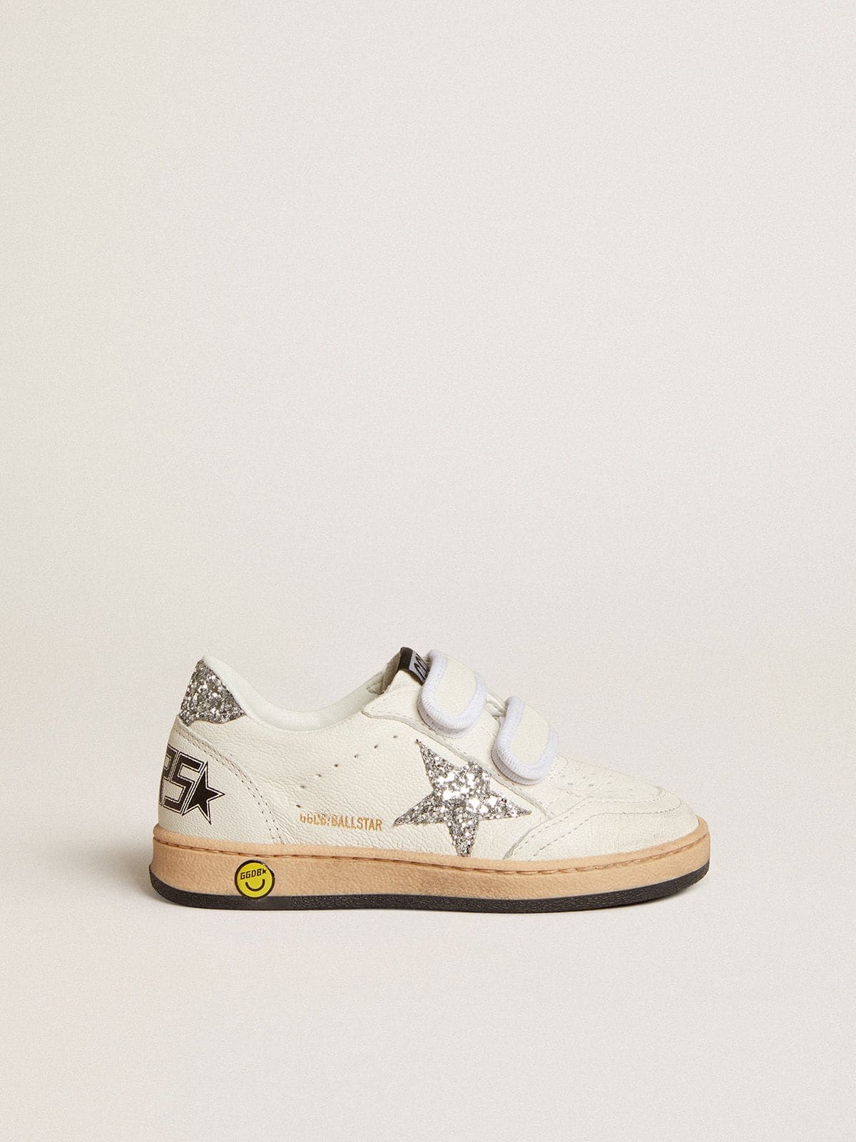 Golden Goose - Ball Star Young de napa con estrella y refuerzo del talón con purpurina plateada in 