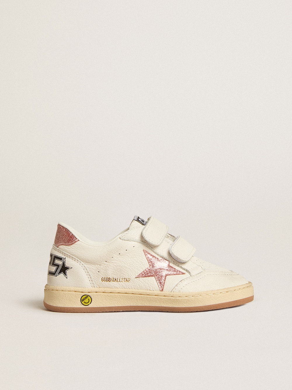 Golden Goose - Ball Star Young in nappa with peach-pink glitter star and heel tab in 