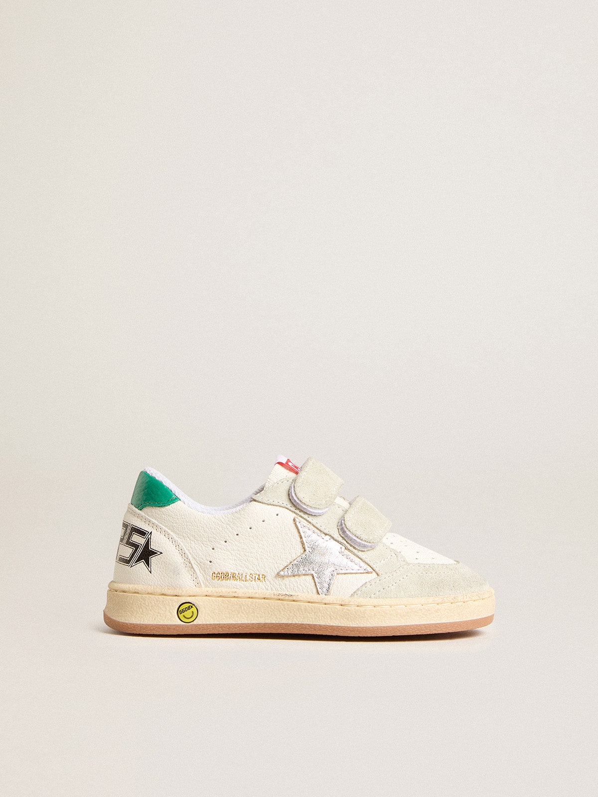 Golden Goose - Ball Star Young com estrela prateada e talão de suede verde in 