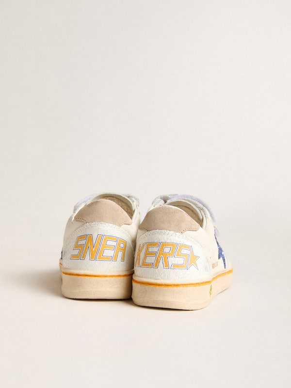 Golden Goose - Young Ball Star with blue glitter star and beige suede heel tab in 