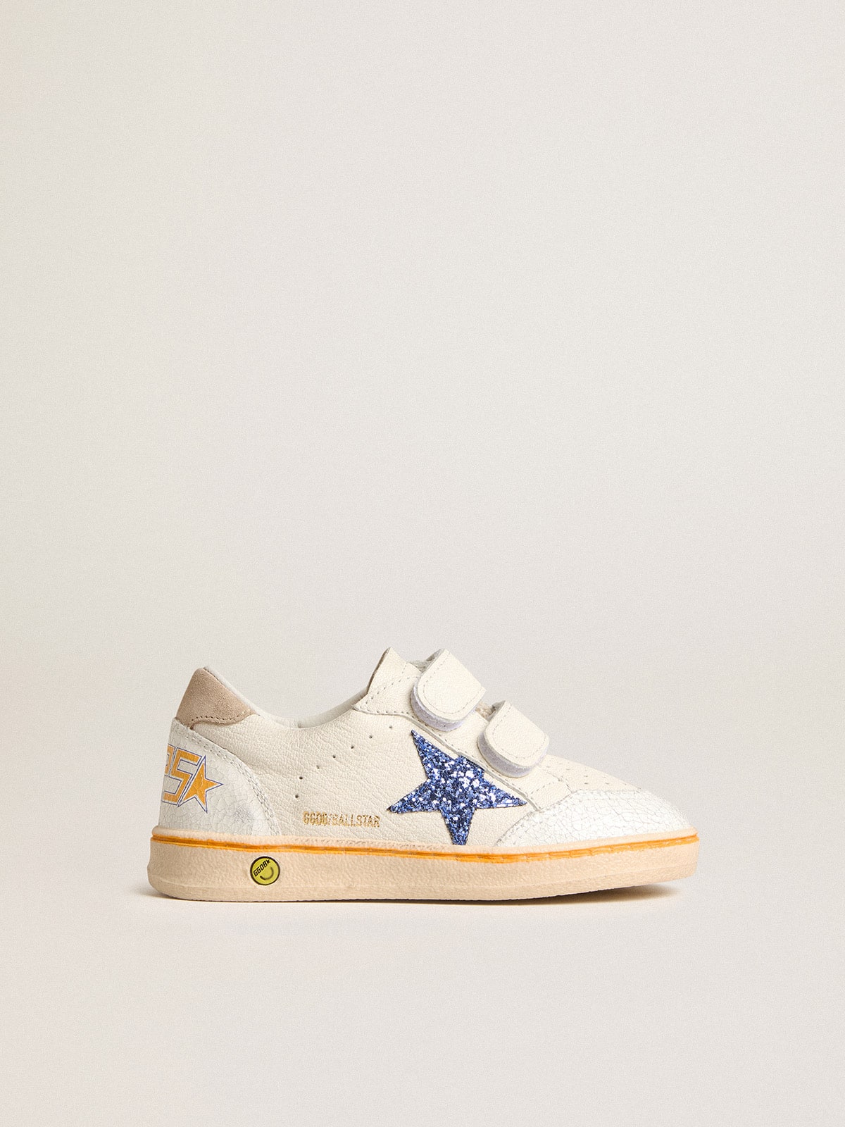 Young Ball Star with blue glitter star and beige suede heel tab Golden Goose