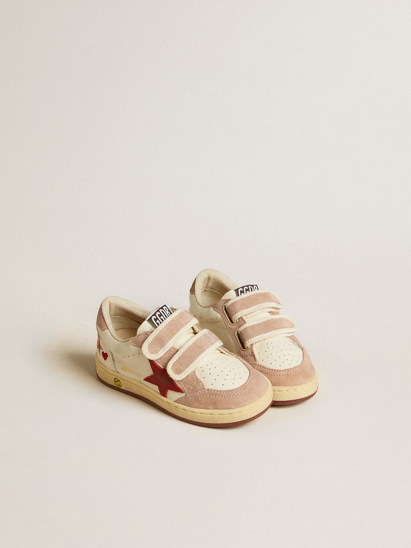 Golden Goose - Ball Star Young de napa com estrela de napa e tal&atilde;o de suede rosa in 