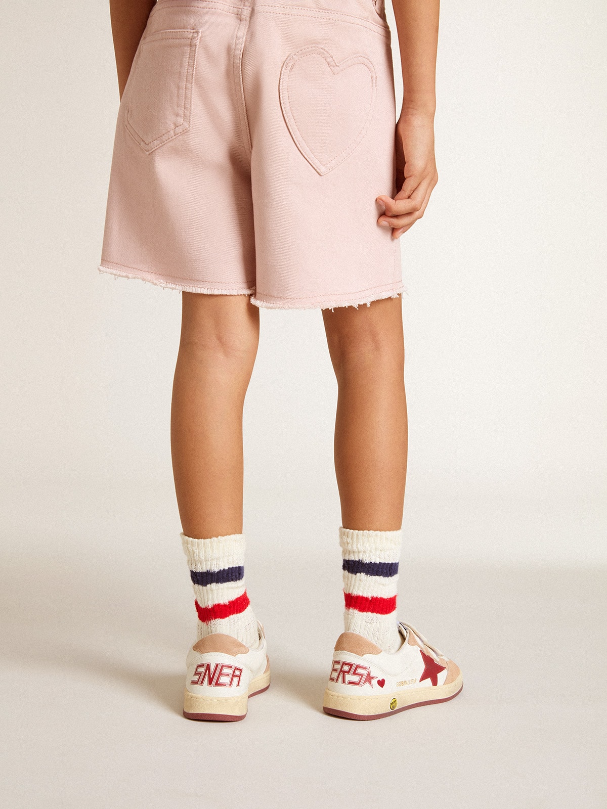 Golden Goose - Ball Star Young in nappa con stella in nappa e talloncino in suede rosa in 