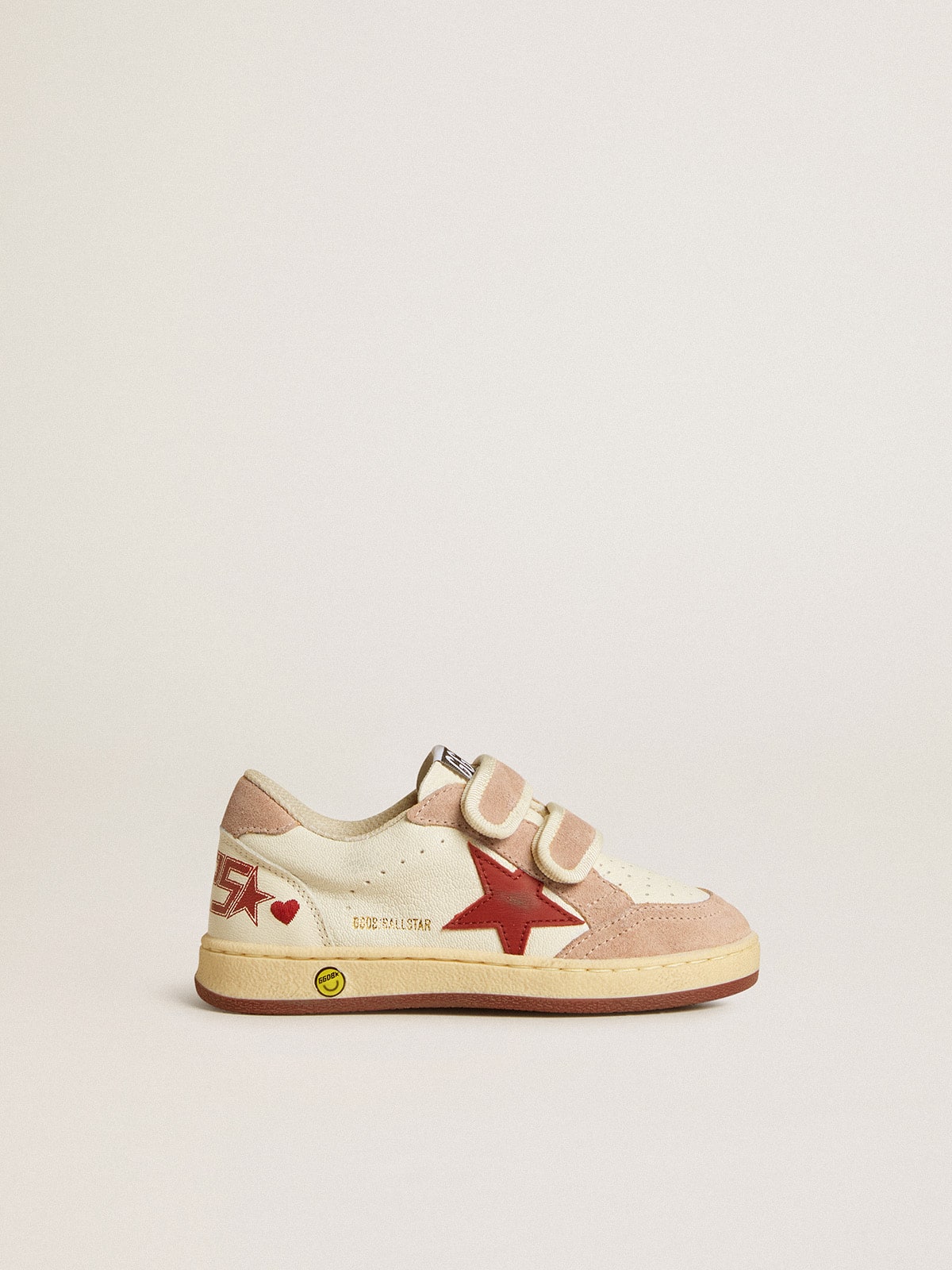 Golden Goose - Ball Star Young in nappa con stella in nappa e talloncino in suede rosa in 