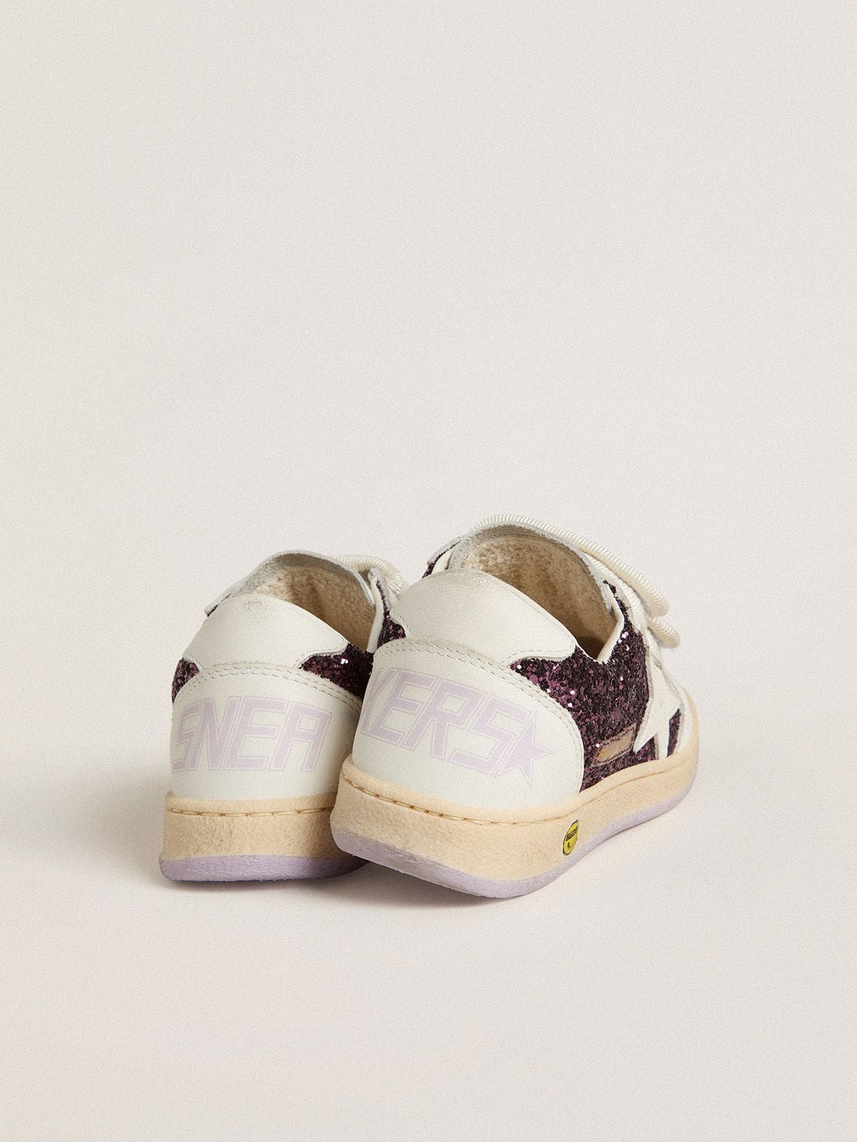 Golden Goose - Young Ball Star in purple glitter with white leather star and heel tab in 