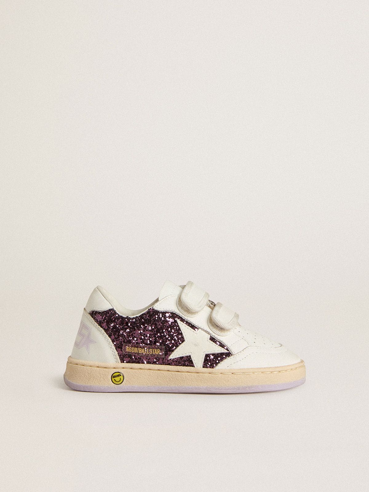 Golden Goose - Young Ball Star in purple glitter with white leather star and heel tab in 