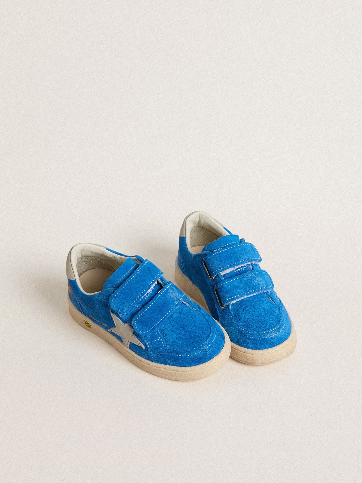 Ball Star Young de suede azul-claro com estrela e talão de nabuk cinza