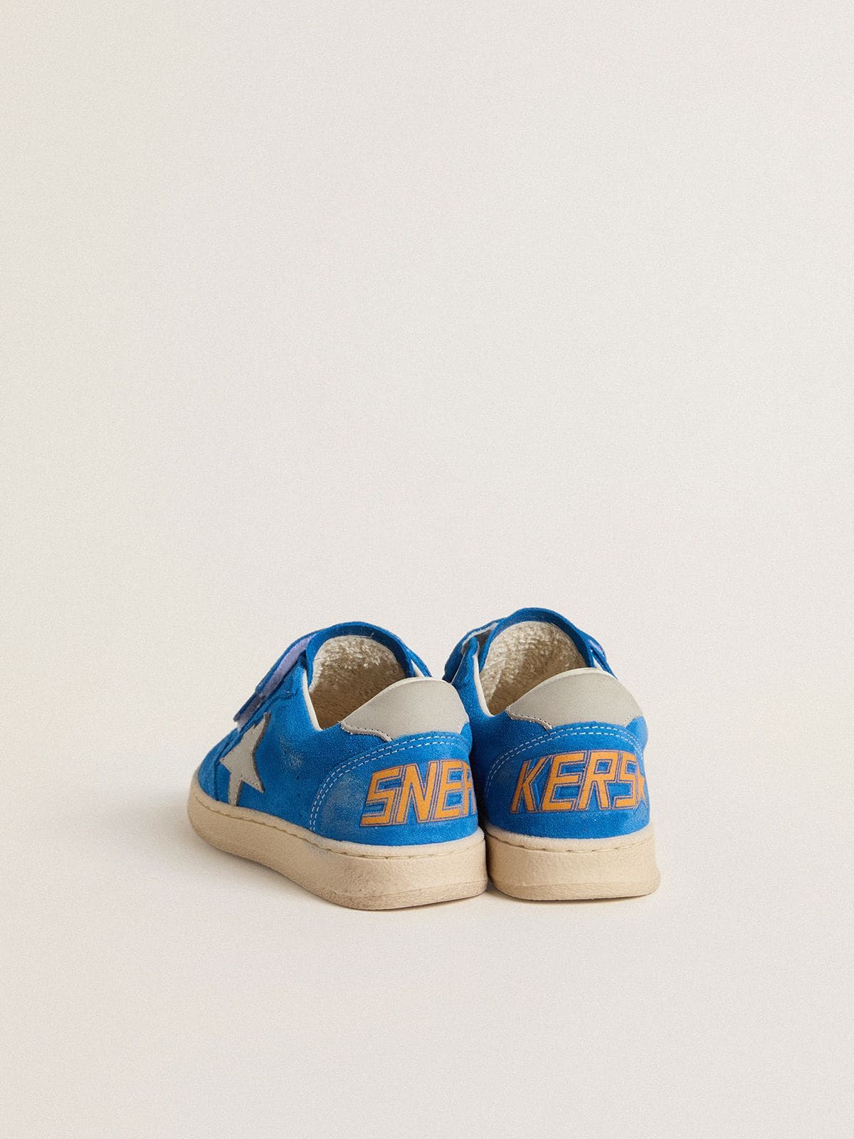 Golden Goose - Young Ball Star in light blue suede with gray nubuck star and heel tab in 