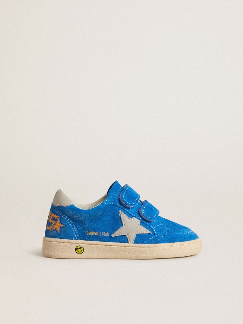 Ball Star Young de suede azul-claro com estrela e talão de nabuk cinza