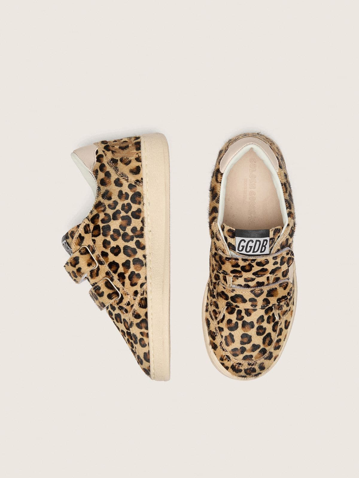 Golden Goose - Young Ball Star in leopard-print pony skin with pink leather star and heel tab in 