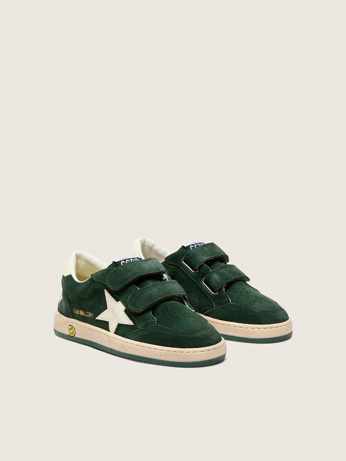 Golden Goose - Ball Star ヤング スエード（フォレストグリーン） レザースター＆ヒールタブ（クリーム） in 