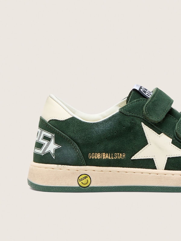 Golden Goose - Young Ball Star in forest-green suede with cream leather star and heel tab in 