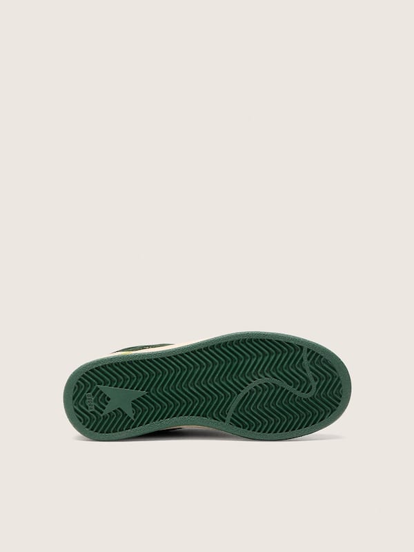 Golden Goose - Young Ball Star in forest-green suede with cream leather star and heel tab in 