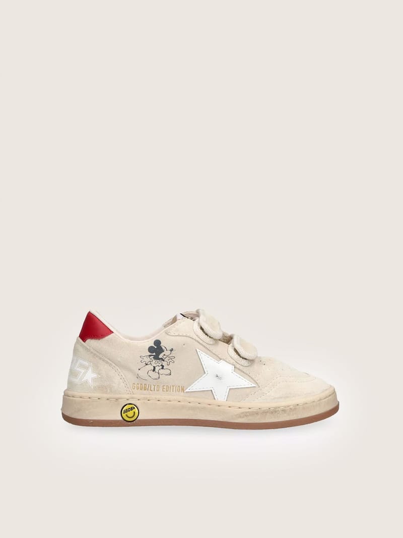 Golden Goose - Disney | Golden Goose Ball Star young in suede grigio con stella bianca in 