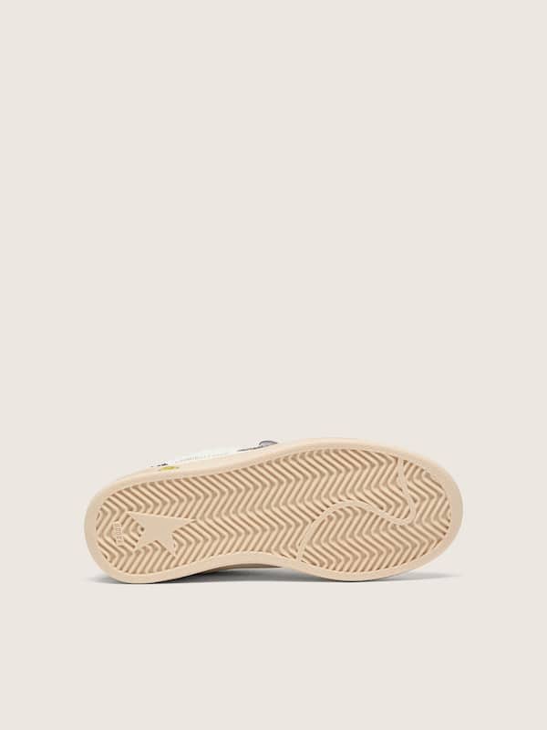 Golden Goose - Young Ball Star in white leather with dove-gray glitter star and brown glitter inserts in 