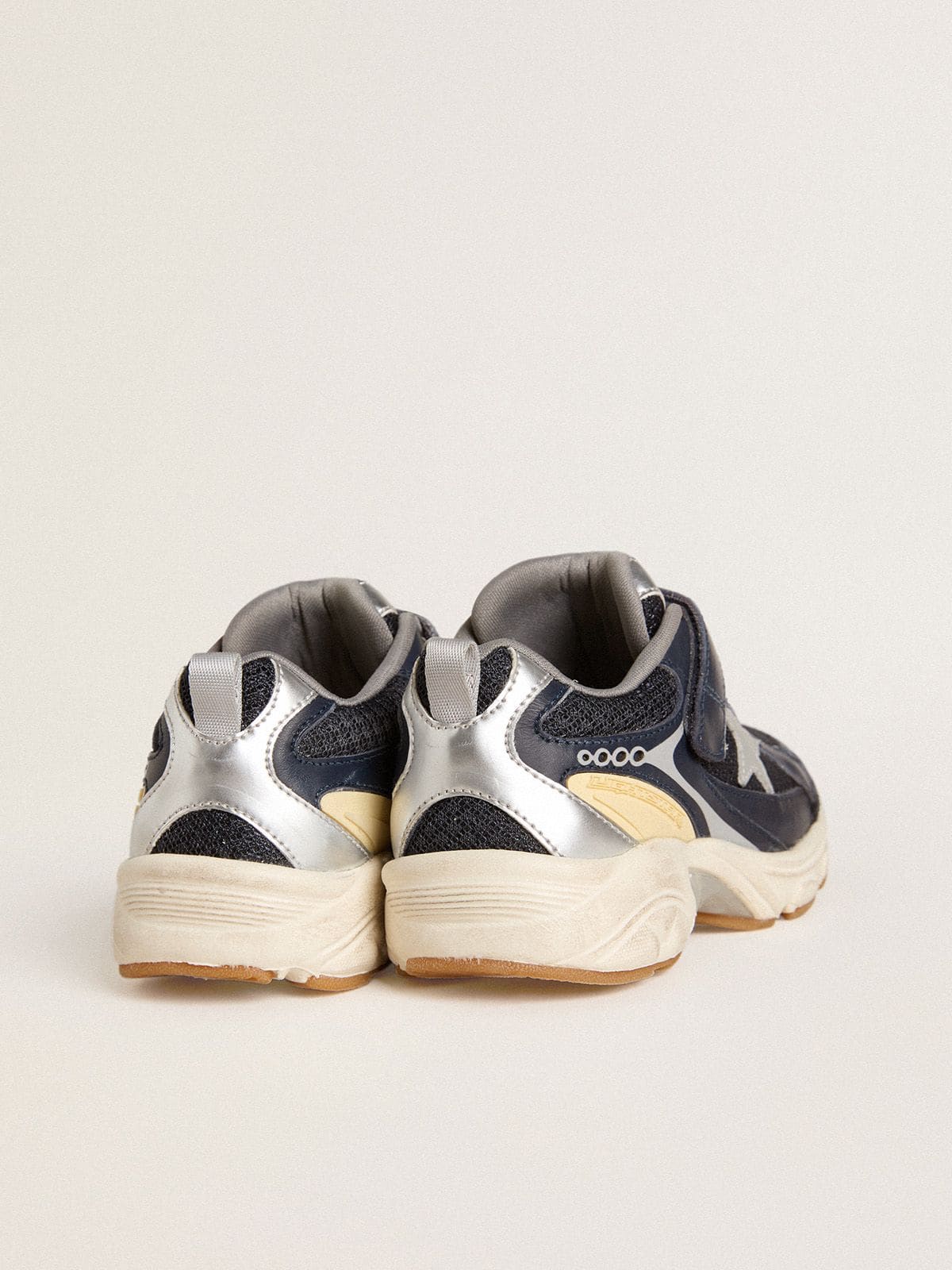 Golden Goose - Young Lightstar in blue leather and mesh with gray leather star in 