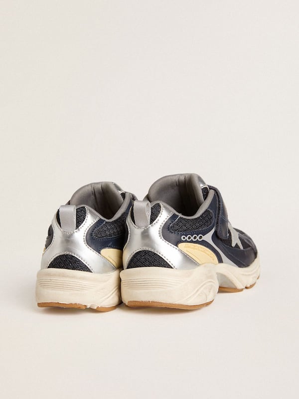 Golden Goose - Young Lightstar in blue leather and mesh with gray leather star in 