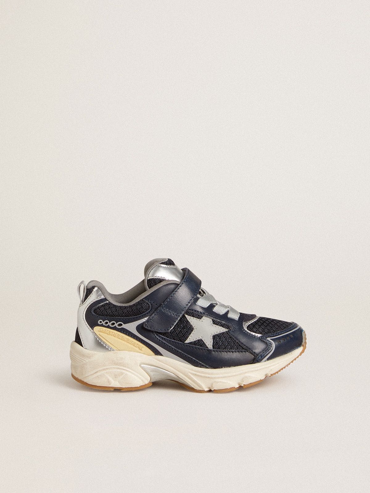 Golden Goose - Young Lightstar in blue leather and mesh with gray leather star in 