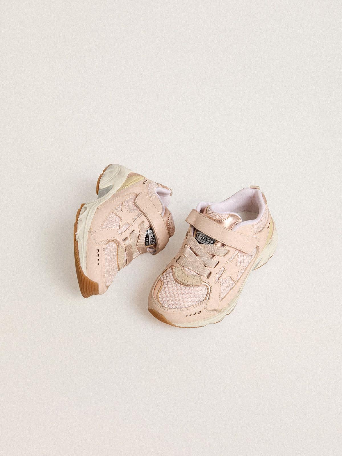 Golden Goose - Young Lightstar in pink leather and mesh with pink leather star in 