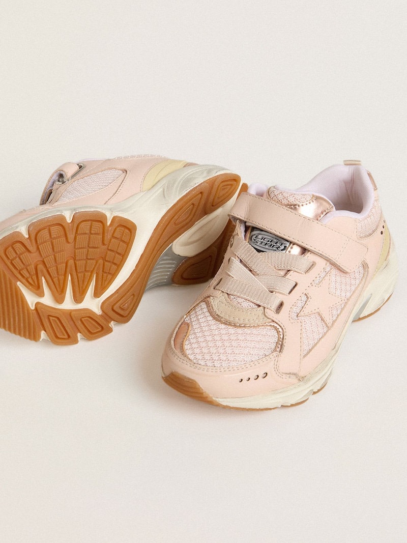 Golden Goose - Rosafarbener Lightstar Young aus Leder und Mesh mit rosa Lederstern in 