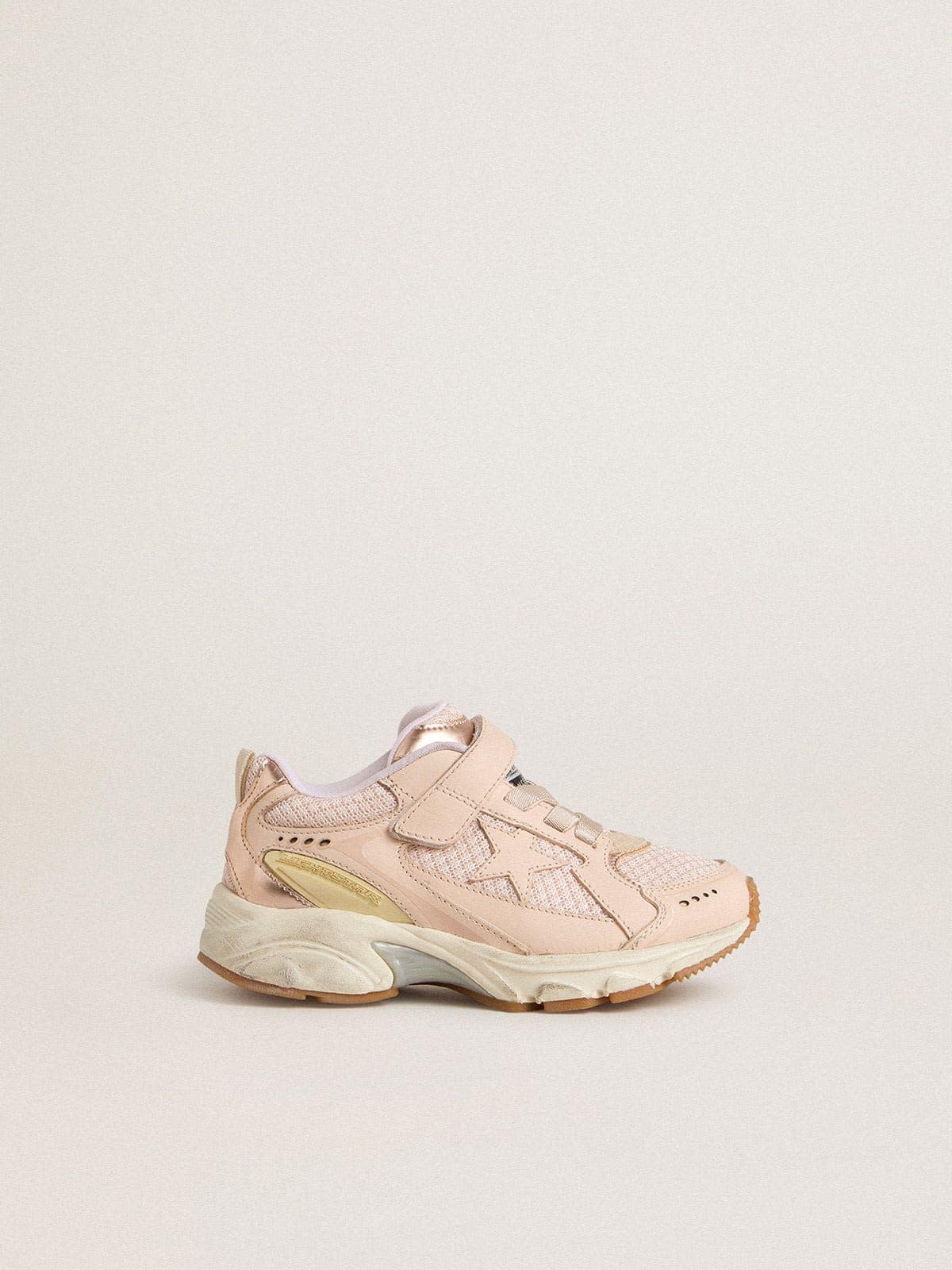 Golden Goose - Young Lightstar in pink leather and mesh with pink leather star in 