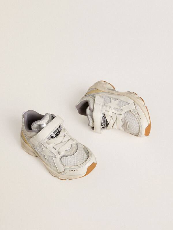 Golden Goose - Young Lightstar in white leather and mesh with white leather star in 