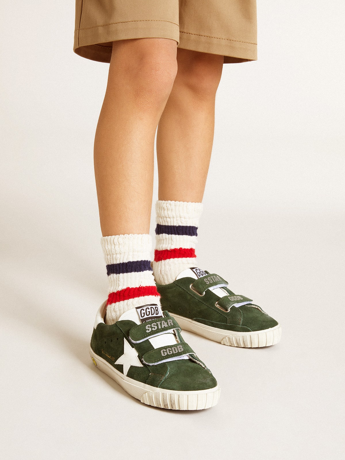 Golden Goose - Old School Young in green suede with white leather star and heel tab in 