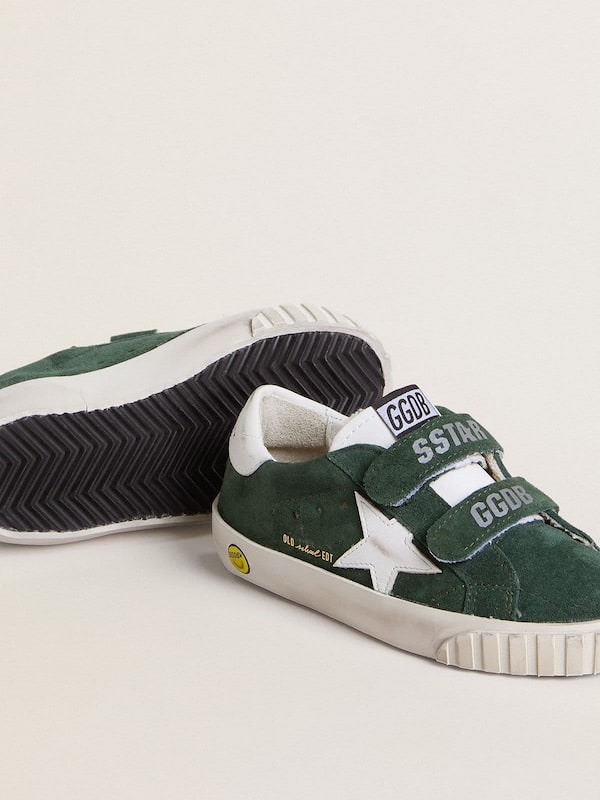 Golden Goose - Old School Young in green suede with white leather star and heel tab in 