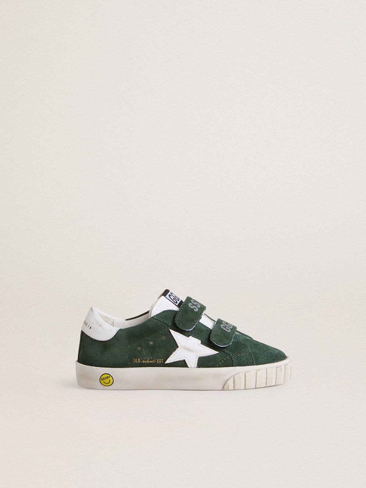 Old School Young in green suede with white leather star and heel tab Golden Goose