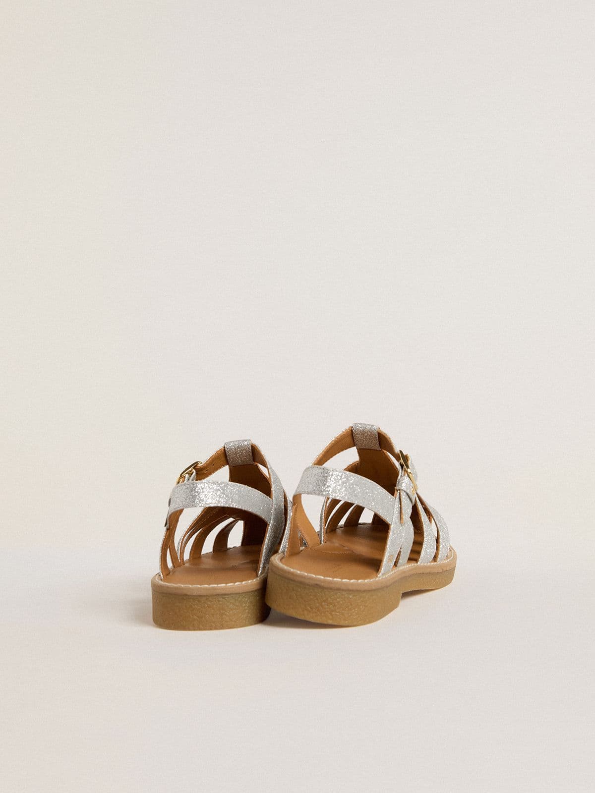 Golden Goose - Sandali Maxime Young in micro glitter argento in 