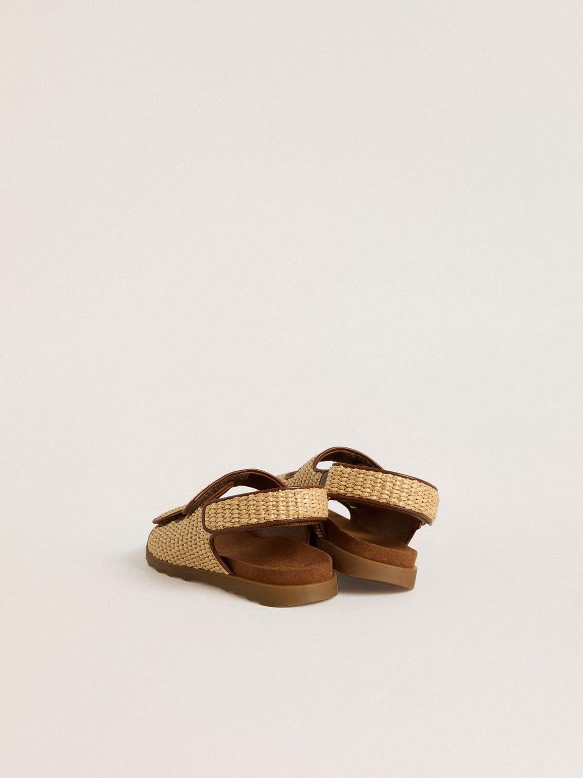 Golden Goose - Noa Young sandals in beige raffia and brown leather in 