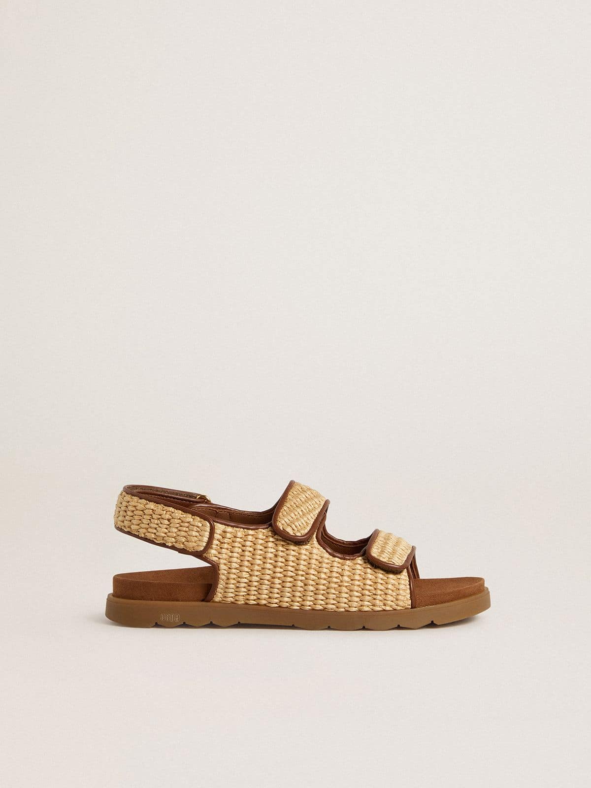 Golden Goose - Noa Young sandals in beige raffia and brown leather in 