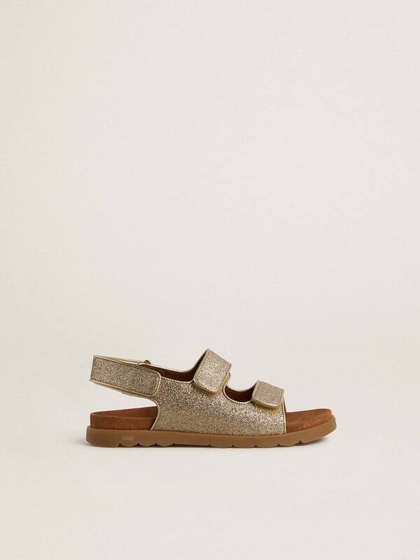 Golden Goose - Noa Young sandals in micro-glitter and platinum leather in 
