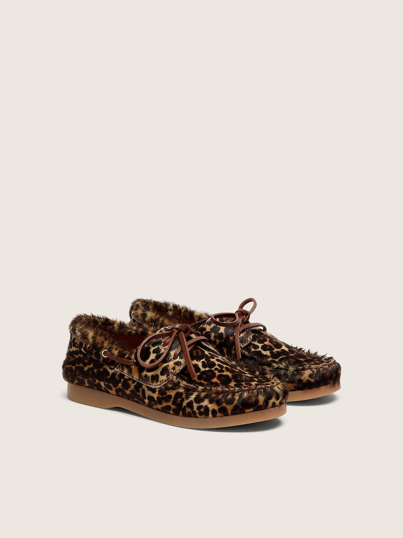 Golden Goose - Mocas&iacute;n Cruise young de piel efecto potro con estampado leopardo in 