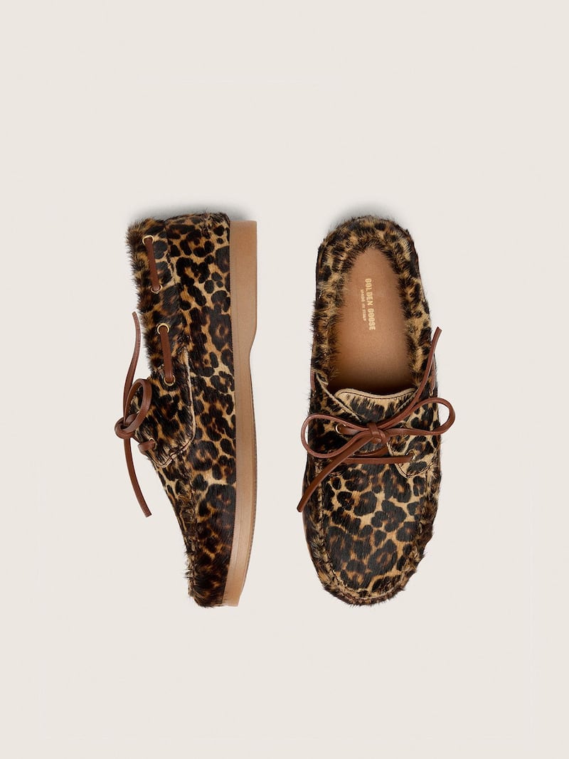Golden Goose - Mocas&iacute;n Cruise young de piel efecto potro con estampado leopardo in 
