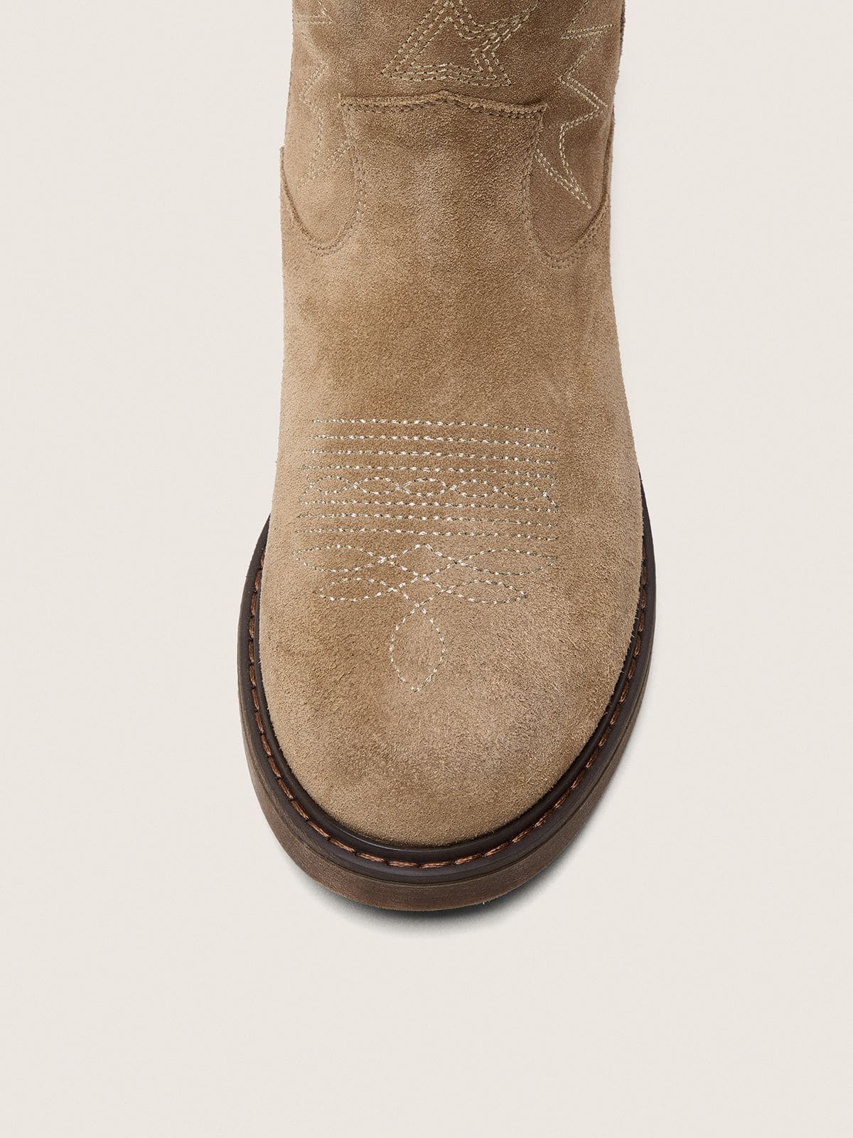 Golden Goose - Young Wish boots in dove-gray suede with star embroidery in 