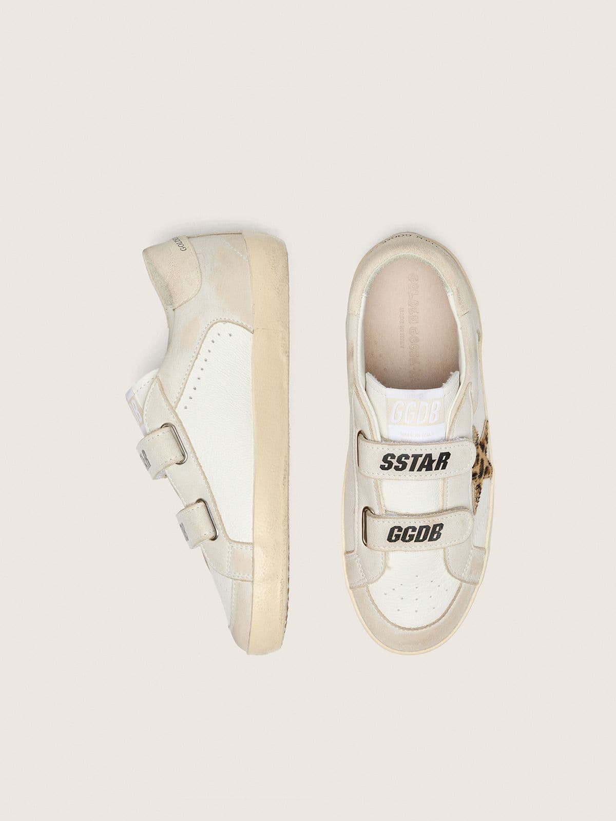 Golden Goose - Young Old School in nappa with leopard-print pony skin star and leather inserts in 