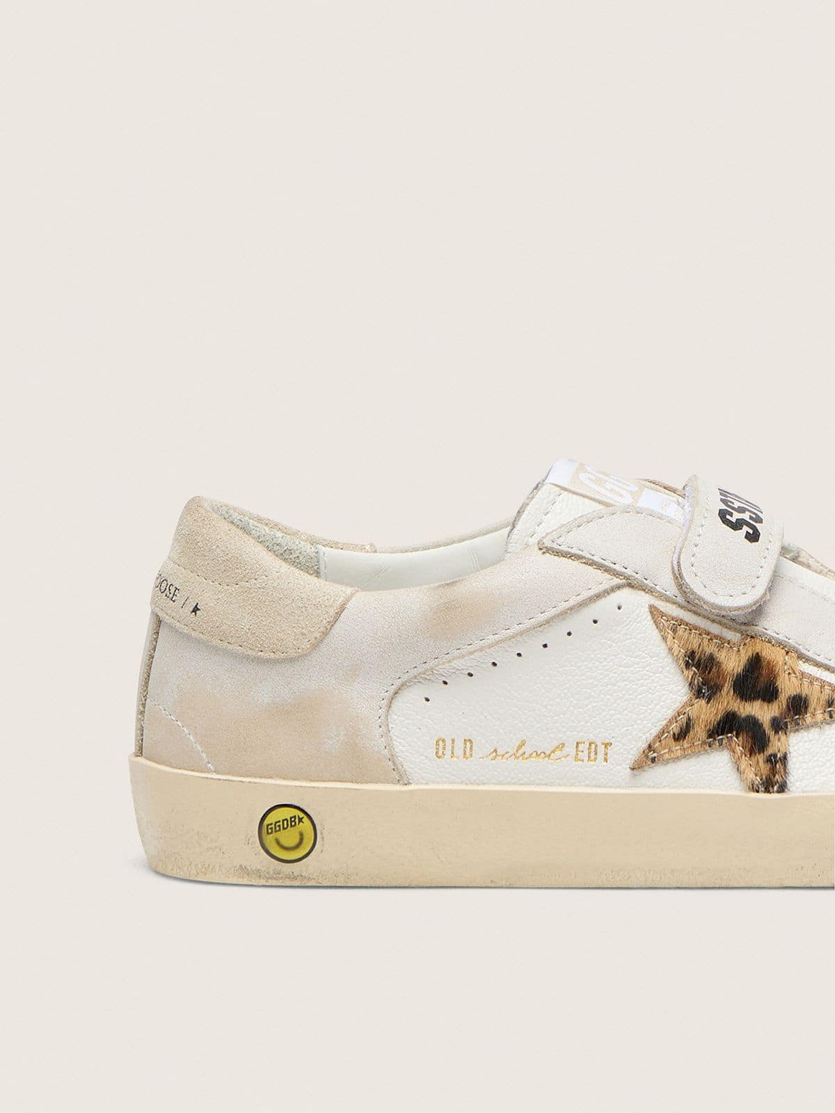 Golden Goose - Young Old School in nappa with leopard-print pony skin star and leather inserts in 