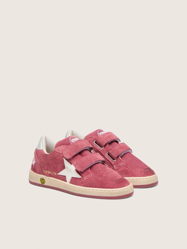 Ball Star Young en cuir velours avec &eacute;toile en cuir et empi&egrave;cement lam&eacute;